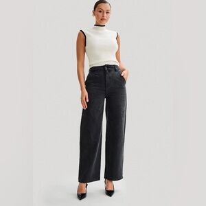 Meshki Roxy High Waisted Denim Washed Black Jeans 9 NWT